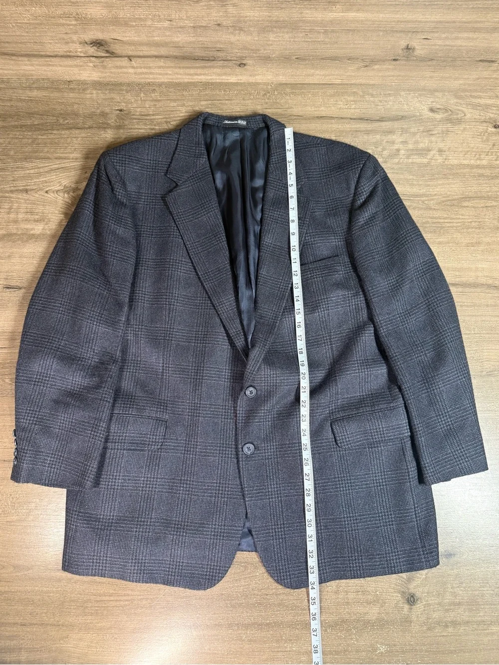 VTG Tom James EC UNITEA Italian Wool Glen Plaid Sport Coat Blazer 46R